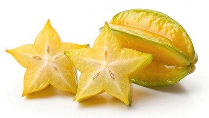 Fototapeta premium Freshly Sliced Starfruits With One Cut Showing Details