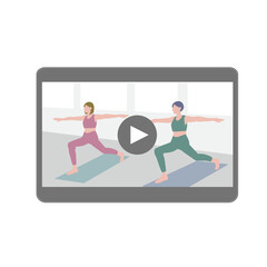 ヨガの動画が映されているタブレット