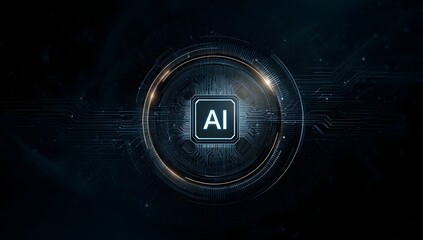 Abstract digital sphere with glowing ai chip and intricate circuitry representing artificial intelligence and advanced technology isolated on transparent background