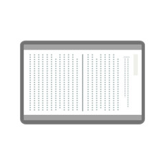 電子書籍が映されたタブレット