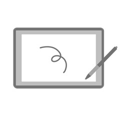 線が描かれたタブレットデバイス