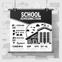 Naklejka premium School admission roll up banner template. X banner design for school, college, university, coaching center