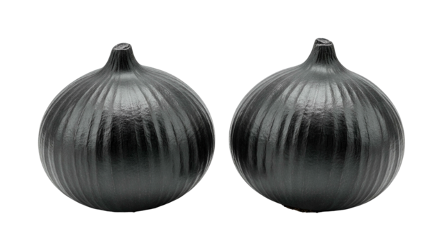 Two Metallic Silver Onion-Shaped Decorative Vases on Transparent Background