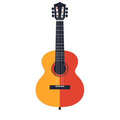 Obraz premium Stylized Acoustic Guitar Illustration with Warm Orange and Red Colors on White Background