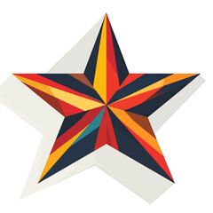 Abstract Geometric Star Design with Red Orange Teal and Brown Colors