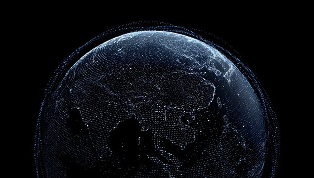 Abstract representation of a glowing celestial body with intricate patterns and shimmering light particles isolated on transparent background