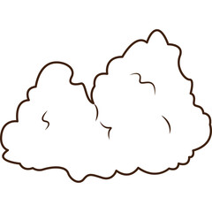 Simple outline drawing of two fluffy cumulus clouds in brown on a transparent background