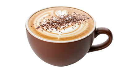 Coffee Cup with Latte Art and Chocolate Sprinkles on Smooth Surface