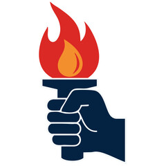 Hand Holding Torch with Multicolored Flame