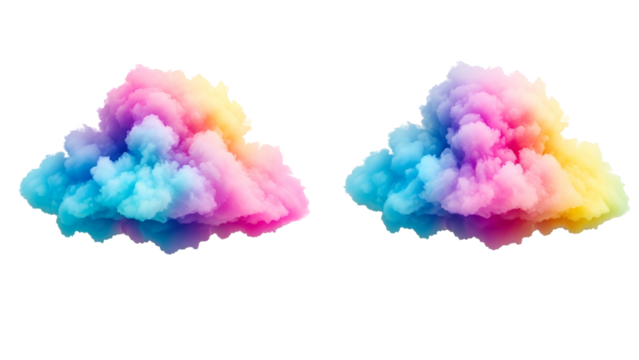 Colorful Cloud Formations with Soft Pastel Tones on Transparent Background