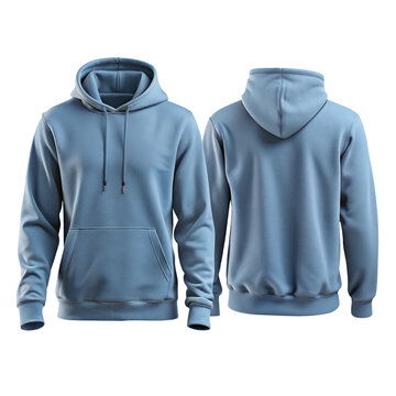 Minimalist and Plain blue Hoodie Mockup Set &ndash; Front and Back Views for Logo or Print Design