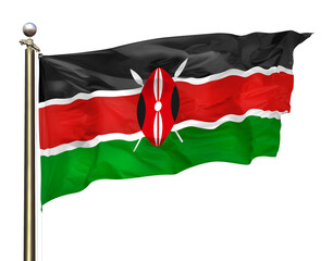 Transparent Background Cutout Kenyan National Flag Waving In The Wind On A Beautiful Summer Blue Sky