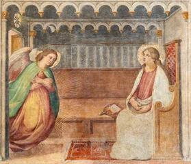 Schilderijen op glas Jezus Christus Florence - The painting of Annunciation in the church Chiesa di San Remigio from beginn of 14. cent.  © Renáta Sedmáková