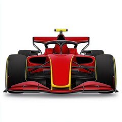 Red And Black Race Car Front View Isolated On White Background