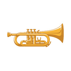 Fototapeta premium Golden trumpet musical instrument, , brass instrument with valves, used in orchestras, bands, and jazz music