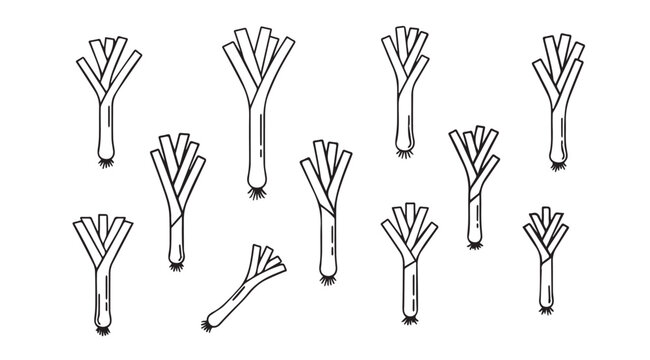 Hand drawn leeks arrangement organic vegetable food ingredient fresh produce design element vector