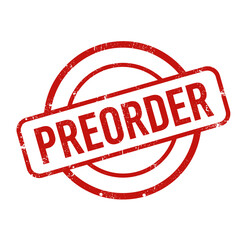 Red preorder stamp on white background  