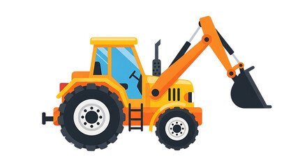 yellow bulldozer isolated on white