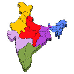 India map illustration hand drawn isolated vector