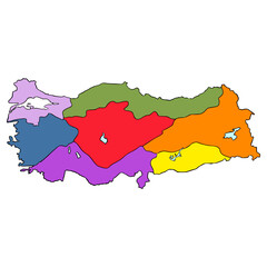 Turkey map illustration hand drawn isolated vector