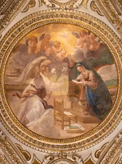 Schilderijen op glas Jezus Christus SALERNO, ITALY - OCTOBER 6, 2025: The ceiling fresco of Annunciation in the crypt of Cathedral of St. Matthew by Belisario Corenzio (1558–1646)  © Renáta Sedmáková
