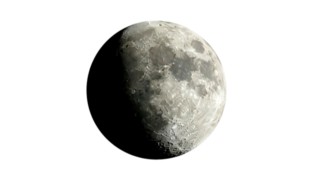 Detailed Moon Surface with Craters and Shadows in Dark Space