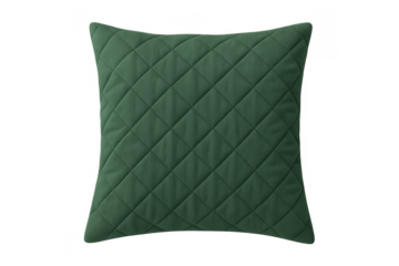Quilted green decorative pillow cushion on transparent background