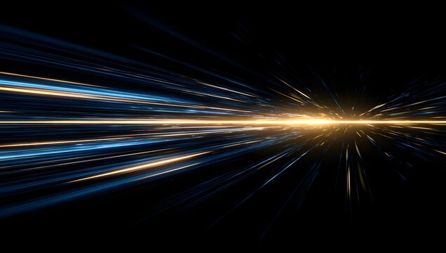 Abstract representation of digital information flow and data transmission with glowing light streaks and energetic motion blur isolated on transparent background