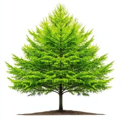 Vibrant Green Deciduous Tree Isolated on White