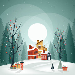 Christmas atmosphere in the countryside, cute Christmas background