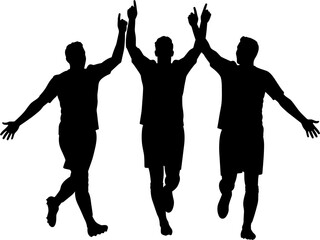 Football Team Celebrates Goal Silhouette Vector Illustration