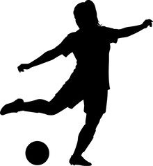 Woman Soocer Player Silhouette Vector Illustration
