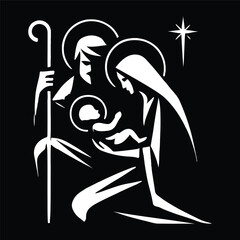 Stylized Nativity Scene with Holy Family and Star © tahazzal