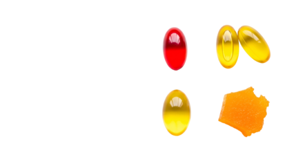 Colorful Gel Capsules and Orange Jelly on Transparent Background