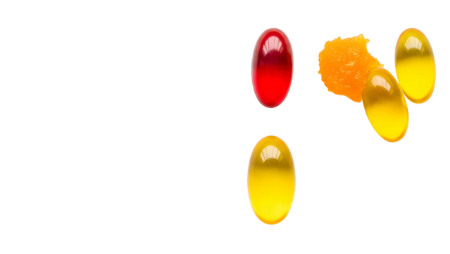 Colorful Pills and Supplement Capsule on Transparent Background