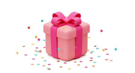 Delightful pink gift box with vibrant confetti celebrating joy and special occasions, perfect for promotions and invitations