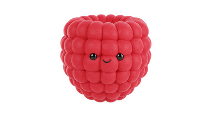 Adorable cartoon raspberry character with a happy face, perfect for playful designs and children's content.