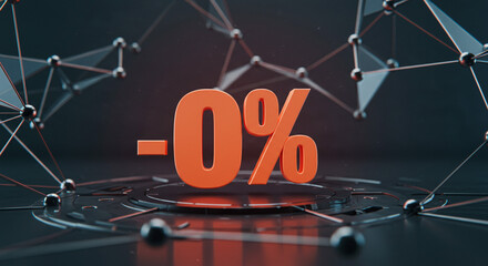 Bold orange -0% discount promotion graphic with futuristic network background, perfect for sales and marketing campaigns