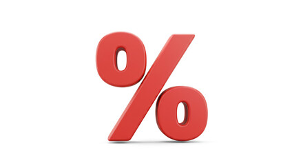 Stunning 3D red percentage symbol offers dynamic visual representation for finance, sales, and discount promotions.