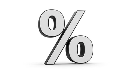 Bold, modern 3D percentage symbol graphic representing discounts, finance, and business success with clean white background
