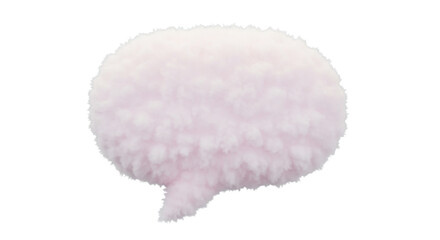 Soft fluffy pink cloud speech bubble conveying gentle thoughts, ideas, or messages on a clean white background