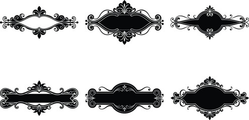 Vector art of set of six decorative vintage frame designs