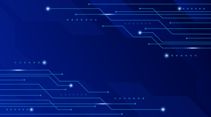 Futuristic Blue AI Technology Background with Abstract Digital Circuit and Data Flow