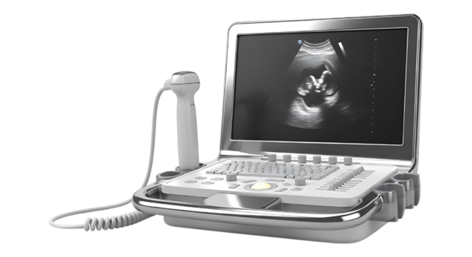 Ultrasound machine isolated on transparent background