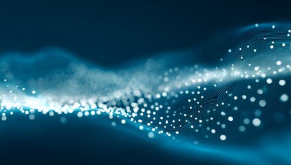 Abstract flowing luminous particles creating a dynamic wave formation with glowing lights and ethereal energy isolated on transparent background