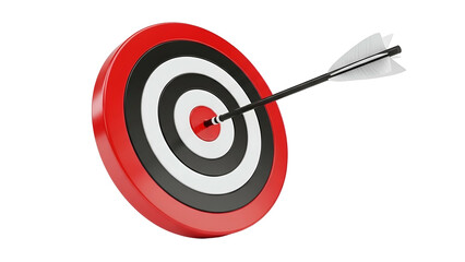 Target with Arrow in Bullseye on Transparent Background