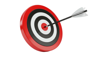 Target with Arrow in Bullseye on Transparent Background