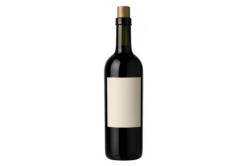 Red wine bottle with blank label mockup
