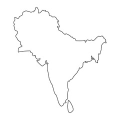 South Asia outline map. South Asia map vector. South Asia map on white background