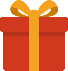 Bright red gift box tied with a yellow ribbon and bow. Simple flat vector perfect for birthday, Christmas, and festive greeting card designs.